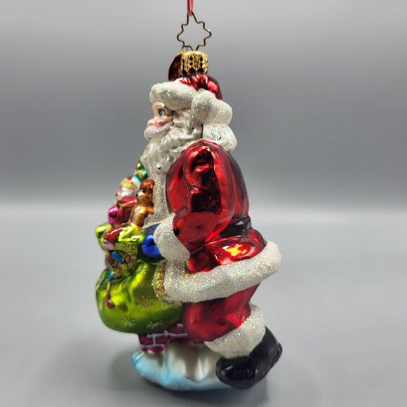 Christopher Radko Santa Claus Christmas Tree Ornament Glass Blown Chimney Scene - Picture 7 of 16